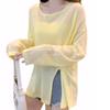Amazon Cross-Border Primavera Novo Casual Estilo Preguiçoso Cor Sólida Bainha Fenda Manga Longa Top Pg9702