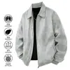 Jaqueta masculina com gola canelada, casaco de couro PU lavado, corte solto, estilo moderno de Hong Kong, roupas plus size, popular no Douyin, vestuário externo masculino