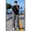 Pantalones de rayas estilo americano de secado rápido para hombre, pantalones finos de verano con tres rayas de seda helada, pantalones transpirables casuales para correr y deportes al aire libre