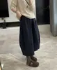 Falda Midi de Cintura Elástica con Dobladillo Tulipán para Mujer Otoño Tacto de Algodón Holgada de Longitud Media para Viajar Cotidiana Bolsillos Falda Media de Línea A