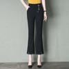 Calça Flare 8150 Primavera/Verão para Mulheres, Calça Boca de Sino Casual Elegante de Cintura Alta Emagrecedora para Mães de Meia-Idade, Comprimento Oito-Décimos