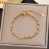 Centenas de Pulseiras Meichen Europeias e Americanas Ouro 18K Não Desbota Aço Titânio Femininas Simples e Versáteis Ins Personalizadas Moda Joias de Mão