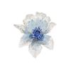Broche de flor azul de lujo de alta gama para mujer, accesorio de chaqueta de circonita completa, elegante broche antiluz, ramillete