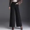 Calça de Lã Elegante, Quente e Confortável, de Pernas Largas para Mulheres, Lançamento Inverno 2026, Cintura Alta, Emagrecimento, Solta, Cobre o Quadril, Casual, Tendência