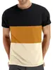 Amazon Verão Tamanho Plus Casual Gola Redonda Manga Curta Top Masculino Transfronteiriço Divisão de Cores Moda Masculina Fitness Esportes Camiseta