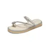 Pantuflas para Mujer Augu Shiden Estilo Francés Modelo Nuevo Verano 2026 con Pedrería, Perfectas para Combinar con Vestidos, Sandalias Planas de Playa con Suela Suave