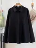 Camisa minimalista de manga comprida com gola para mulheres, top casual solto e versátil, disponível em várias cores, camisa de algodão puro com proteção solar, jaqueta leve