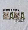 Camiseta de mujer con cuello redondo y letras de estilo europeo y americano de la estación independiente de Amazon, camiseta de manga corta con estampado GLITTER DIRT