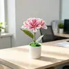 Estilo Nórdico 7 Hastes Pequena Lírio Hortênsia Planta em Vaso Sala de Estar Mesa de Jantar Decoração Flor Artificial Ornamento Arranjo de Atmosfera Interna Bonsai