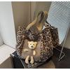 Bolsa de Lona com Estampa de Leopardo Transfronteiriça para Mulheres, Grande Capacidade, Nova Versátil Casual de Ombro para Compras Outono e Inverno 2026