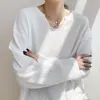 Camiseta de Manga Larga para Mujer con Cuello de Textura Waffle, Nuevo Estilo Coreano Otoño 2026, Camisa Base Holgada con Cuello en V