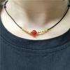 Colgante de collar de ágata roja de imitación estilo chino para mujer, Cuentas de pulsera de frijol rojo, Cadena para clavícula, Collar de la fortuna de frijol de amor al por mayor