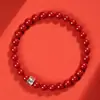 Pulseira de Cinábrio Natural com Contas de Transferência de Areia Dourada Roxa Pulseira de Prata Feminina Masculina Amuleto de Círculo Único com Seis Caracteres