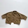 Chaqueta Infantil Primavera y Otoño Nueva Estilo Coreano Casual Chaqueta de Trabajo para Niños y Niñas Bebé Casual Chaqueta con Cuello Campana Ropa Infantil
