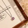 Pingente de Colar Octogonal Rosa Millennium Corte Rosa Paraíba Incrustado com Diamante de Alto Carbono, Brincos de Diamante Coloridos, Anel de Diamante Amarelo para Mulheres