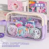 Bolso Zhituge Combinación de Colores Transparente Delantero Alto Valor Gran Capacidad Bolsa para Dolor Estuche para Lápices Estilo Japonés Ins Simple Bolsa de Papelería para Escuela Secundaria