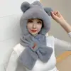 Gorro de Lana Tejido Cálido para Otoño e Invierno para Mujer, Gorro con Protección para los Oídos para Mamá Ciclista, Gorro Integrado con Bufanda, A Prueba de Frío