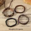 Venta Caliente Transfronteriza Juego de 4 Piezas Tejido a Mano con Cuentas de Madera y Concha Cuero Pulsera de Madera Pulsera Retro Simple
