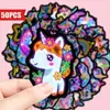 50 Adesivos de Cavalo Arco-Íris Neon de Compra Direta Transfronteiriça, Adesivos Fofos de Pônei Pequeno para Mala e Diário com Mistura e Combinação Graffiti