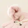 Luvas infantis de desenho animado com etiqueta, luvas de cinco dedos quentes e à prova de frio de inverno, luvas de lã tricotada com blocos de cor de desenho animado, espessadas