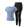 Traje de Ropa de Yoga Hielo de Verano para Mujer Malla Transpirable de Secado Rápido Falso Dos Piezas Ropa de Secado Rápido para Deportes al Aire Libre Running Fitness