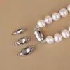 Broche de Lingote de Plata de Ley S925 Broche para Collar de Perlas Accesorios para Pulseras DIY Broche con Inserto Chapado en Oro Broche Conector