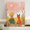 Linha Fina de Acampamento Desenho Animado de Filhote Fundo de Anime Tecido para Pendurar na Parede Decoração de Quarto de Estudante Dormitório Pintura a Óleo Digital