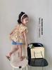 Camisa Tongsen Tongma para Niñas, Blusa Floral de Verano, Estilo Coreano Casual Ropa Infantil, Nuevo Modelo 2026, Top Infantil con Mangas Volantes