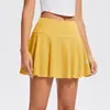 Saia Esportiva de Tênis Cai Jue Feminina de Cintura Alta, Corte em A, com Forro de Lycra Anti-Exposição, Bolsos Embutidos e Efeito de Alongamento das Pernas, Meia-Saia de Verão