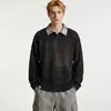 Sudadera casual de estilo americano de dos piezas falsas a cuadros, unisex, manga larga, con cuello polo, para Primavera y Otoño 2026