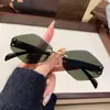 Gafas de Sol Rombo sin Marco de Uña de Arroz Estilo Nuevo Gafas de Sol para Hombre Transfronterizas Estilo Lujo Ligero Gafas de Sol con Montura Metálica Personalizada Europeas y Americanas