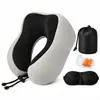 Almofada de pescoço de espuma de memória para viagem Amazon, travesseiro de suporte para pescoço em forma de U, portátil e dobrável para aviões