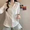 Talla Extra Gordito MM Verano Nueva Llegada Cuello Polo Cintura Ceñida Manga Media Hombro Normal Top Camisa de Algodón Lino