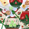 Mm352 Decoración de Suéter Navideño Feo Vajilla para Fiesta Navideña Set de 4 Piezas para 8 Personas Plato de Papel Navideño Vaso de Papel