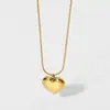 Collar de Corazón Tambor Simple Ins de Moda Europea y Americana Collar de Acero Inoxidable Dorado Joyería para Mujeres