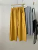 Pantalones cropped de algodón Lyocell Tencel estilo retro japonés para mujer, finos y adelgazantes para principios de otoño, versátiles pantalones de abuela para petite.