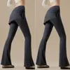 2026 Pantalones de Yoga Nuevos para Mujer Falso Dos Piezas Falda-Pantalón Tallas Grandes Chicas Gorditas Correr Casual Micro Acampanado Deportes Fitness Pantalones