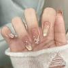 Uñas Portátiles Puras Hechas a Mano, de Gama Alta, Deslumbrantes Hielo-Transparente Ojo de Gato Diamantes Triturados, Lujo Ligero, Puro Deseo, Manicura Dulce y Fresca, Uñas Postizas Removibles