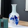 Nuevo Estilo Chino Flor de Loto y Peonía Pintados a Mano Cerámica Jarrón Pequeño Jingdezhen Jarrón Pequeño Transparente Adornos para Arreglos Florales de Sala de Estar