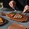Prato de Bife de Nogueira Preta Norte-Americana Bandeja para Comida Ocidental Bandeja de Madeira para Bife Tábua de Corte para Bife Prato de Madeira para Bife Doméstico Prato de Jantar