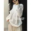 Camiseta Lisa Sencilla Holgada de Cuello Redondo y Manga Larga, Tejido Cepillado Espeso para Otoño e Invierno, Adecuada para Usar en Capas, Prenda Base Unisex