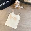 Camisola de verano para mujer, con almohadilla para el pecho, sexy, interior ajustado, sin mangas, corta