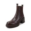 Botines Chelsea de Piel de Cabra de Primera Capa con Plataforma Gruesa 2025 Otoño e Invierno Botines Cortos de Manga Gruesos de Tacón Alto y Punta Redonda de Cuero Genuino para Mujer