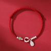 Pulsera de Plata Esterlina de Jade Hetian Natural con Cuerda Roja, Hebilla Ping An, Tejida a Mano, Cuerda de Mano para Pareja, Regalo de Nicho Antiguo