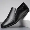 Zapatos de Cuero Talla Grande, Estilo Nuevo de Moda, Zapatos sin Cordones para Hombre, Transpirables Casuales de Suela Blanda, Parte Superior Suave, Zapatos Blancos para Conducir Relajado