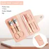 Kit profissional de manicure e pedicure para mulheres - Conjunto de 7 peças com ferramentas de aço inoxidável em estojo colorido de couro PU