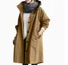 Chaqueta Cortavientos Casual Elegante de Manga Larga de Longitud Media con Cintura Holgada y Botones, Moda Otoñal 2025 Europea y Americana para Mujer