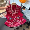 Garantia de Qualidade Seda Pura Redutor de Idade Novo Estilo Chinês para Mãe Outono Botão de Sapo Bordado Jacquard Pesado Colete Clássico Lenço Feminino