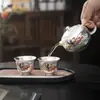 Juego de Té Chapado en Plata de las Apsaras Voladoras de Dunhuang: Una tetera, dos tazas, portátil listo para viajar, juego de té Gongfu de alta gama, caja de regalo para negocios