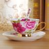 Taza de Café y Plato de Porcelana Fina Estilo Europeo Juego de Taza de Café y Plato de Cerámica Dorada Taza de Té Negro Juego de Taza y Plato para Té de la Tarde